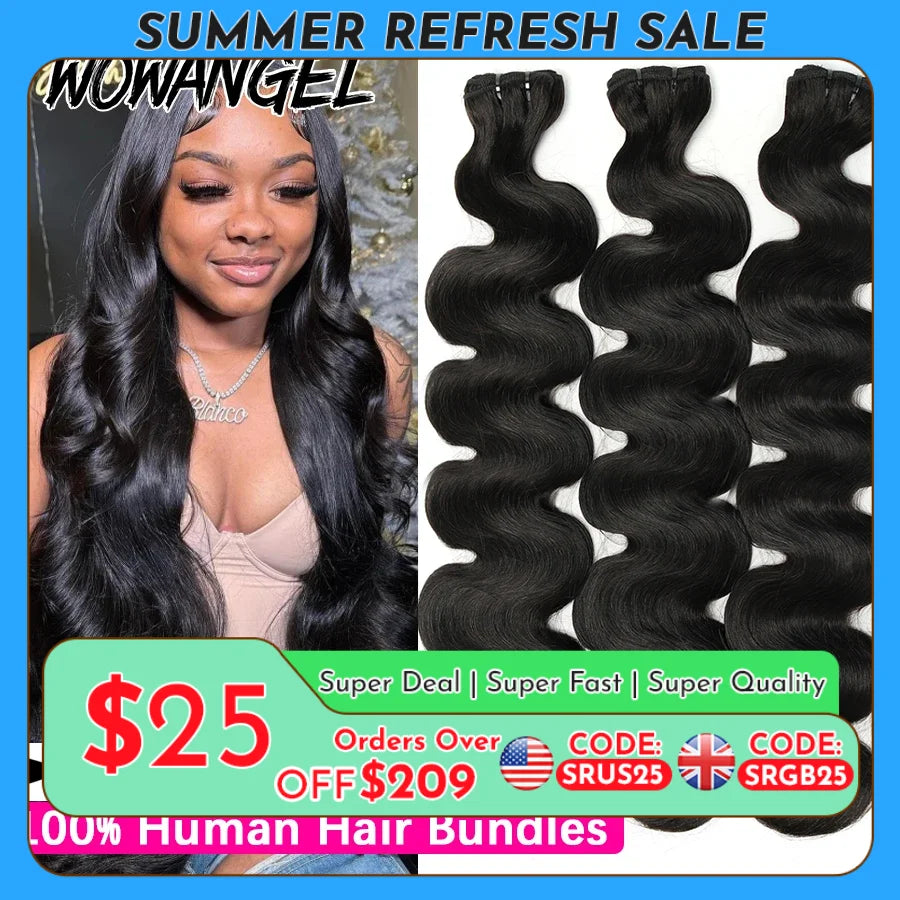 Wow Angel 28 30 inch Body Wave Human Hair Bundles 1/3/4 pieces 10A Brazilian Remy Hair Extensions Single Bundle Virgin Hair