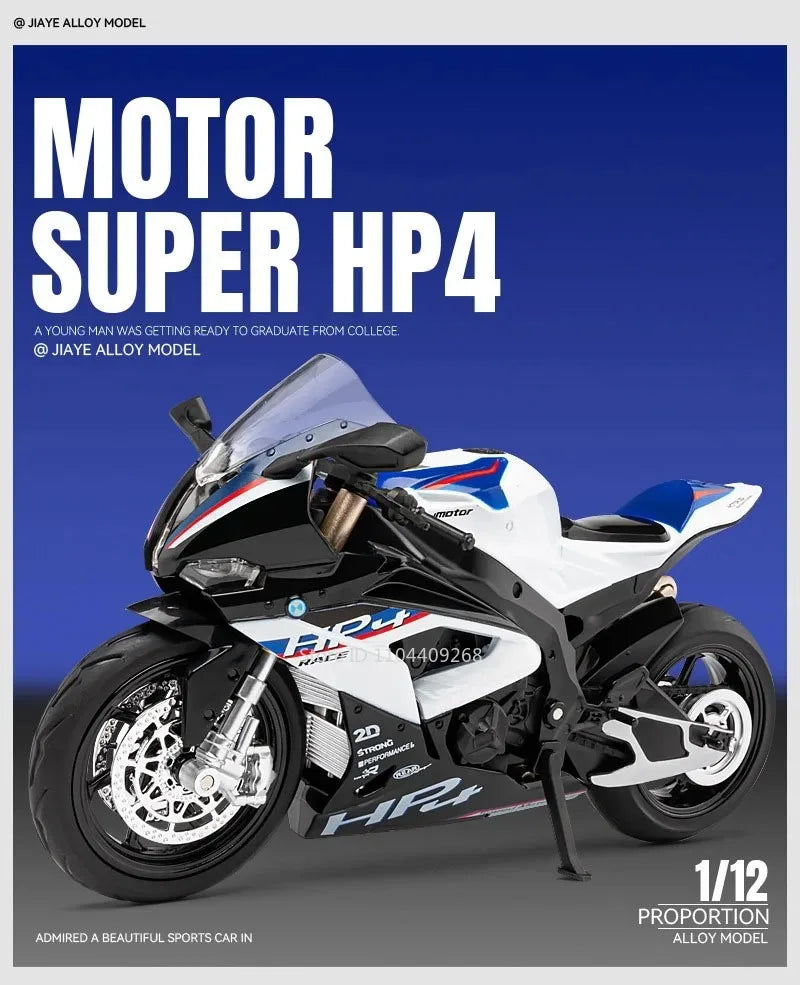 Scale 1:12 Honda CB650 HP4 Motorcycle Model Toy Alloy Diecast Shock Absorption Miniature Racing Motor Models for Kids Gifts