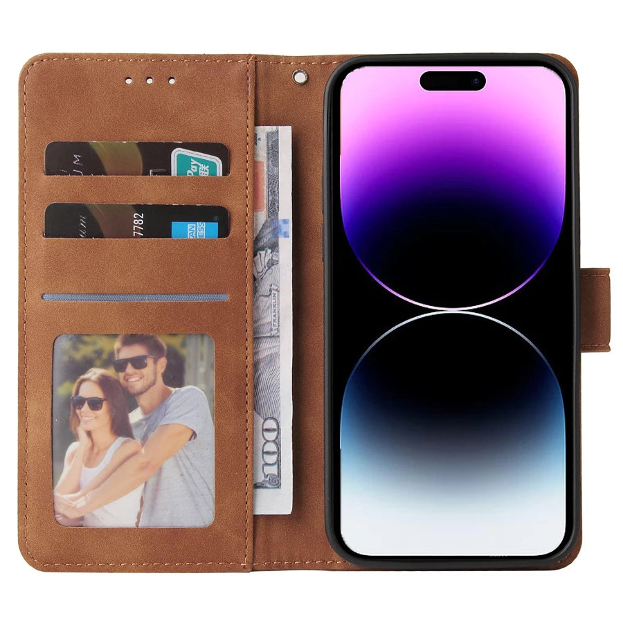 ZZXX Leather Wallet Phone Case For iPhone 16e 16 Pro Max 15 14 13 Mini 12 11 X XS XR SE2 8 7 6s Plus Flip Card Slot Holder Cover