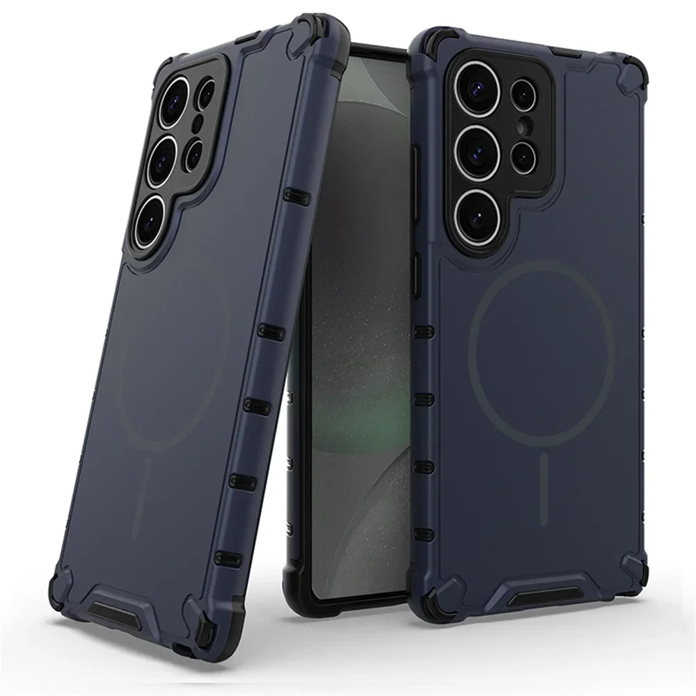 Anti-slip Bumper Armor Magnetic Phone Case For Samsung S24 S25 S26 Plus S23 Ultra A56 A55 A54 A35 A34 A25 A15 For Magsafe Cover