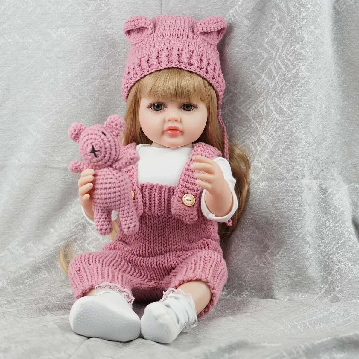 JOYORA 22in 55cm  Handmade High Quality Soft Vinyl Silicone Reborn Toddler Detailed Lifelike Hand-rooted hair Collectible