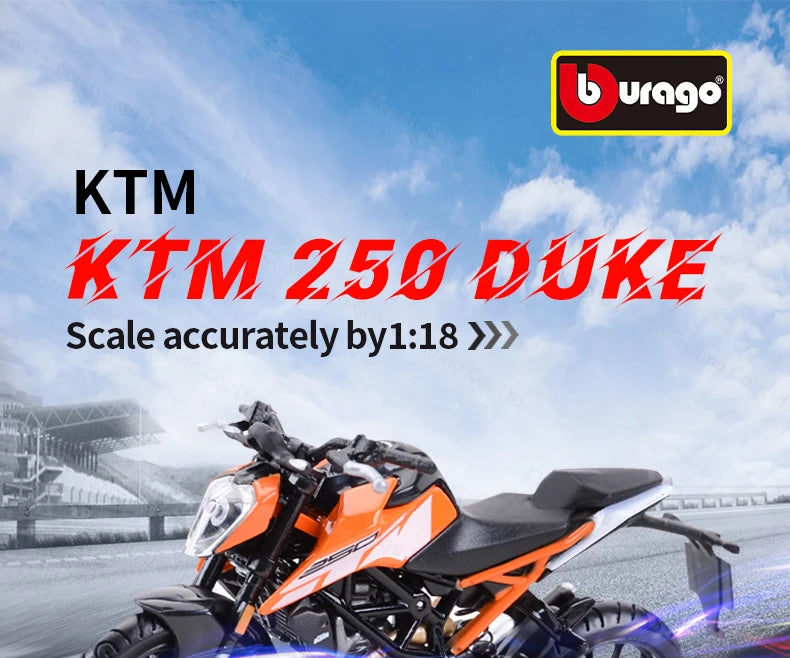 Bburago 1:18 KTM 250 Duke Authorized Simulation Alloy Motorcycle Model Toy Car Gift Collection