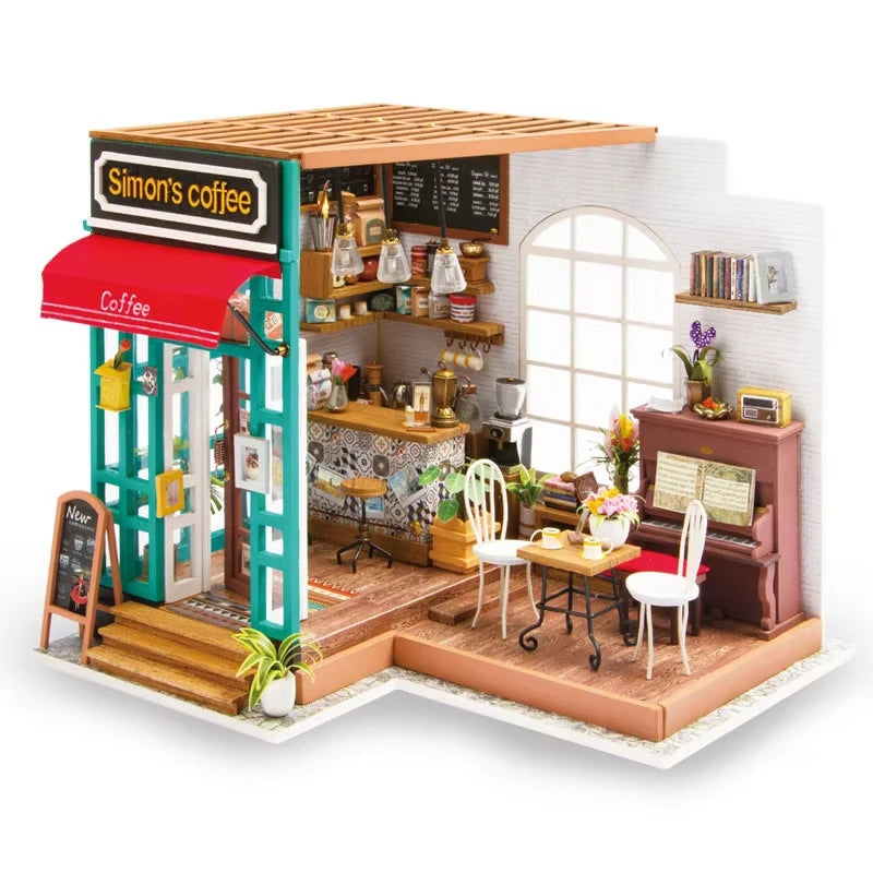 Robotime DIY Doll House with Furniture Children Adult  Green Miniature Dollhouse Wooden Kits Assemble Toy Xmas Brithday Gifts
