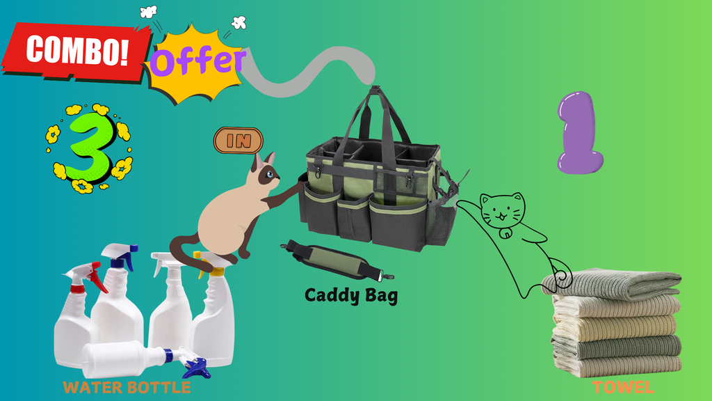 Heavy-Duty organizer Caddy Bag comes with free spray bottle & Towls,Shoulder strap & waist belt.Green,Red,Black